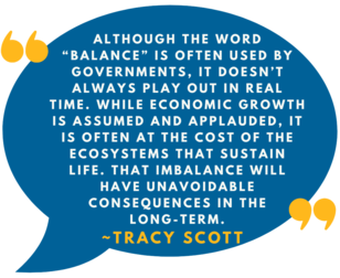Quote graphic about balance vs what plays out in real time and how that will have long-term consequences.