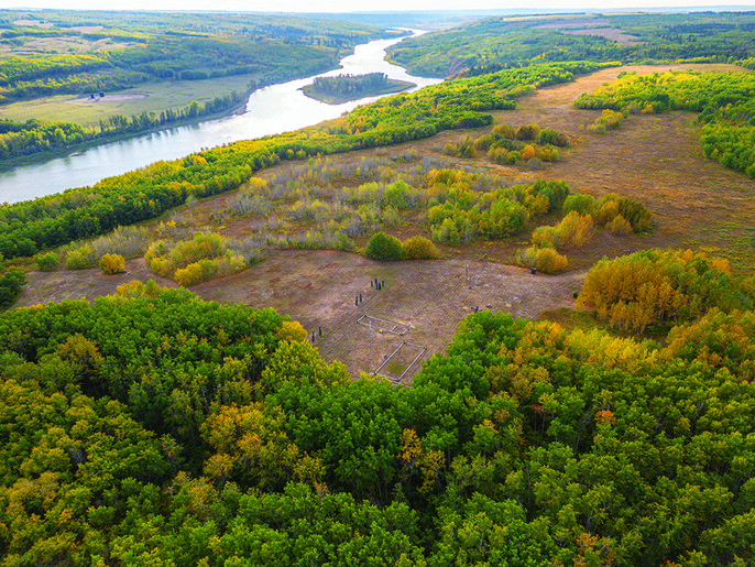 Fall trees along the North Saskatchewan River.