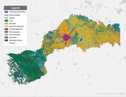 A map of land cover classes in the North Saskatchewan River watershed.