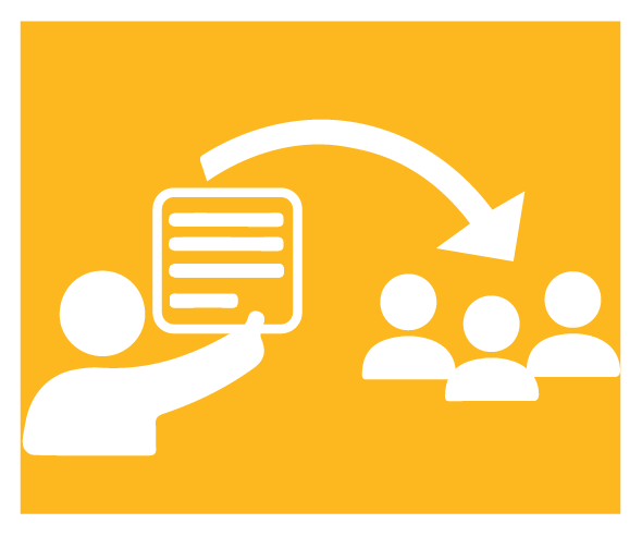 Education and outreach icon shows person teaching others