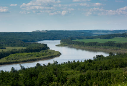 The North Saskatchewan River looking upstream from a hill above Windsor Salt Plant, Frog subwatershed. photo: Images Alberta Camera Club
